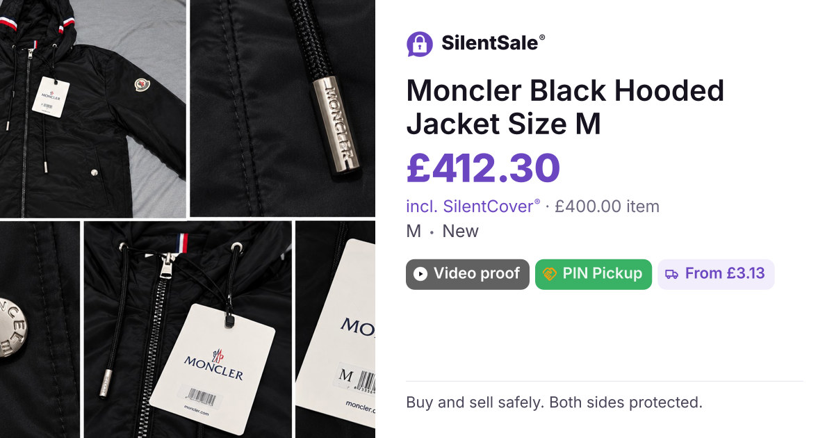 Moncler Black Hooded Jacket Size M