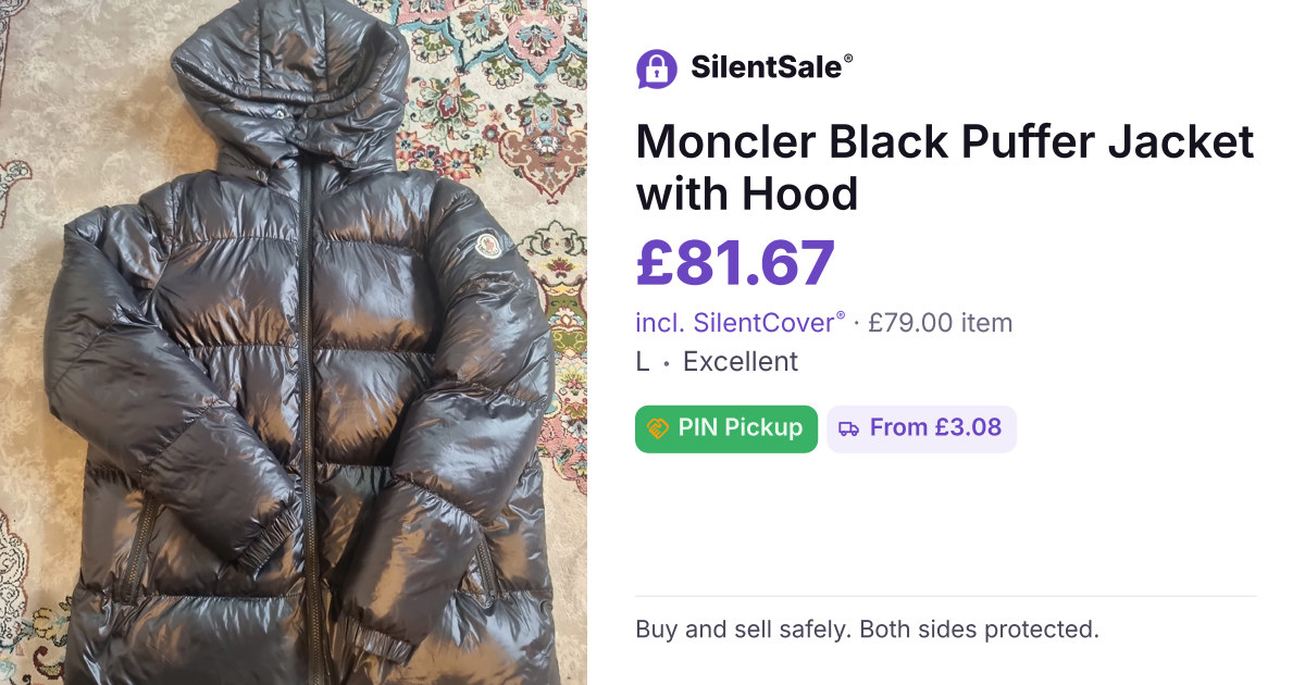 Moncler Black Puffer Jacket with Hood