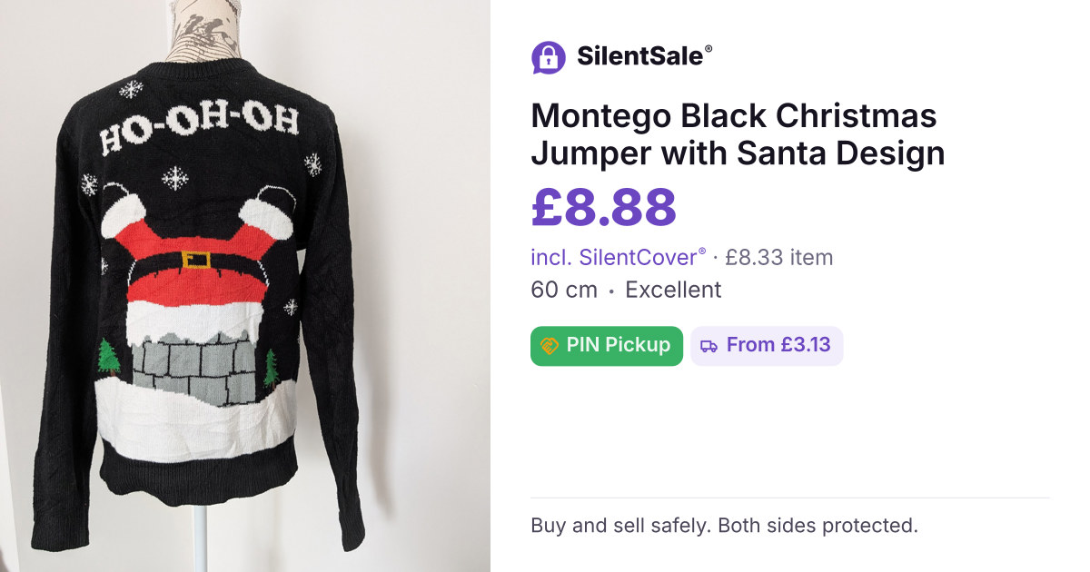 Montego Black Christmas Jumper with Santa Design
