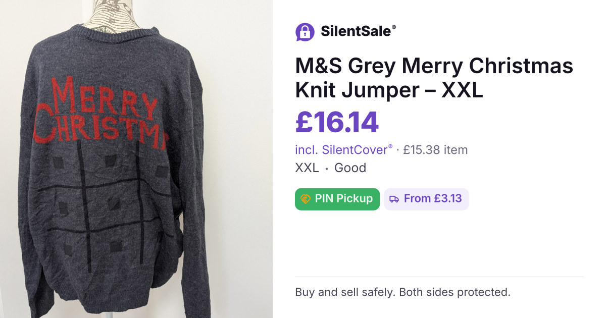 M&S Grey Merry Christmas Knit Jumper – XXL