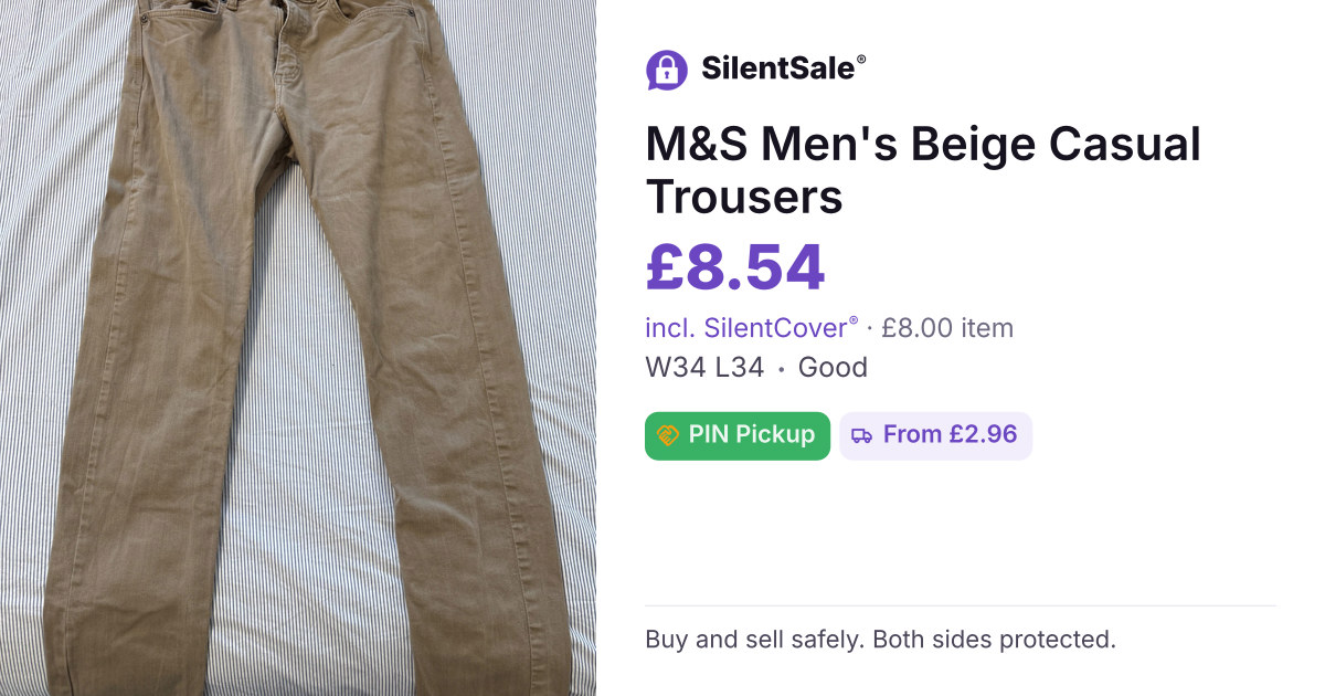 M&S Men's Beige Casual Trousers
