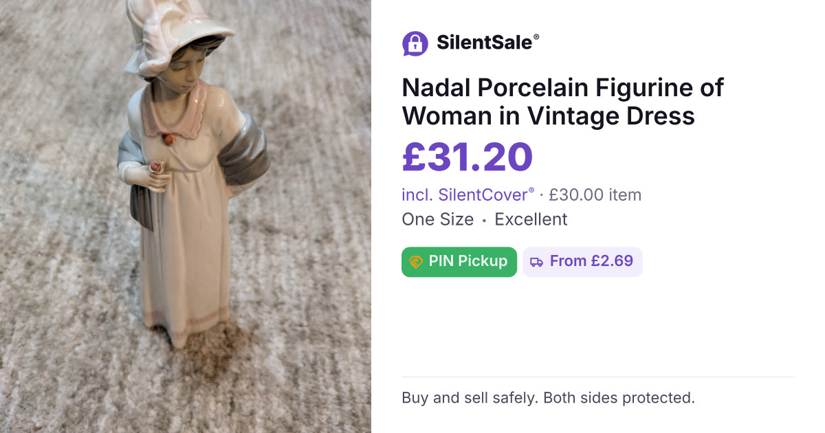 Nadal Porcelain Figurine of Woman in Vintage Dress
