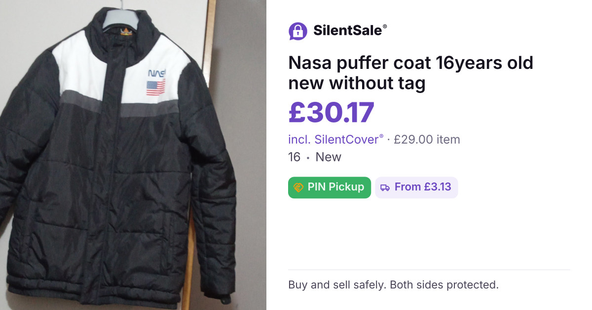 Nasa puffer coat 16years old new without tag 