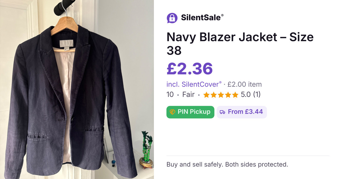 Navy Blazer Jacket – Size 38