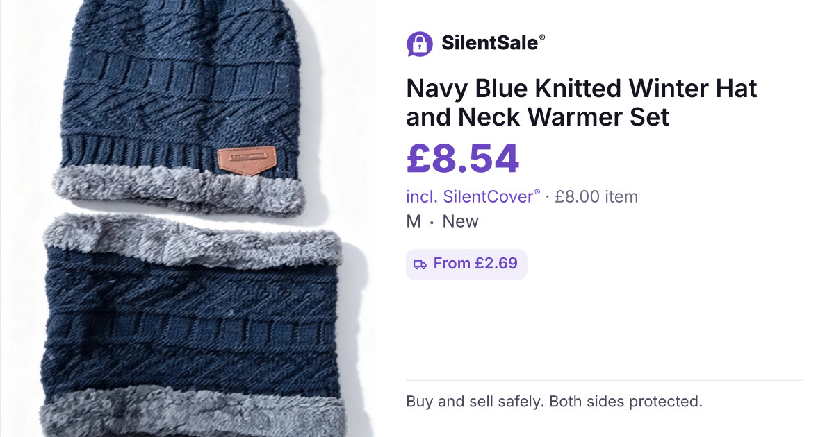 Navy Blue Knitted Winter Hat and Neck Warmer Set
