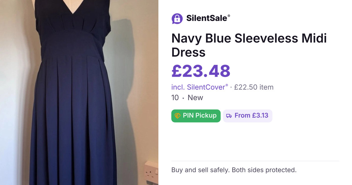 Navy Blue Sleeveless Midi Dress