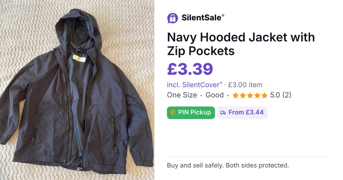 Navy Hooded Jacket with Zip Pockets