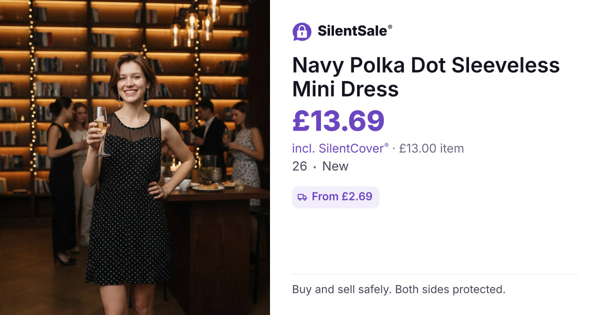 Navy Polka Dot Sleeveless Mini Dress