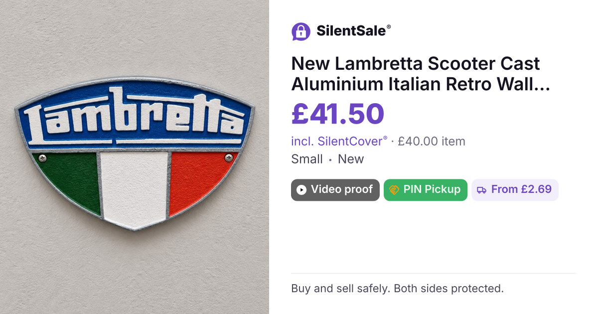 New Lambretta Scooter Cast Aluminium Italian Retro Wall Sign Man Cave Garage Gift