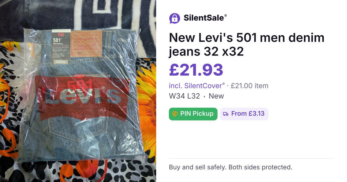 New Levi's 501 men denim jeans 32 x32