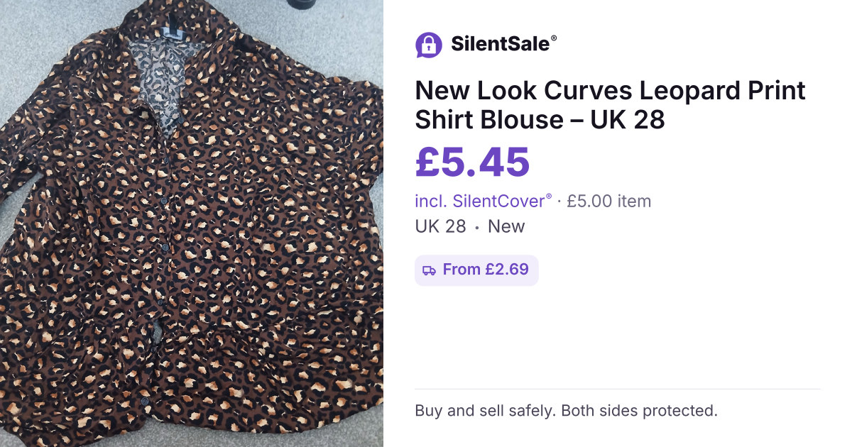 New Look Curves Leopard Print Shirt Blouse – UK 28