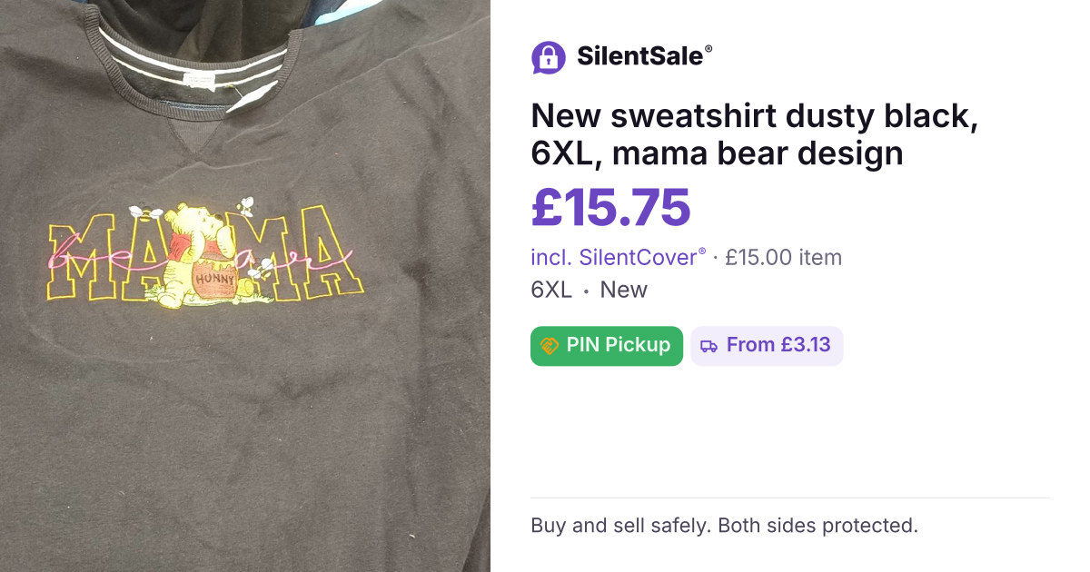 New sweatshirt dusty black, 6XL, mama bear design