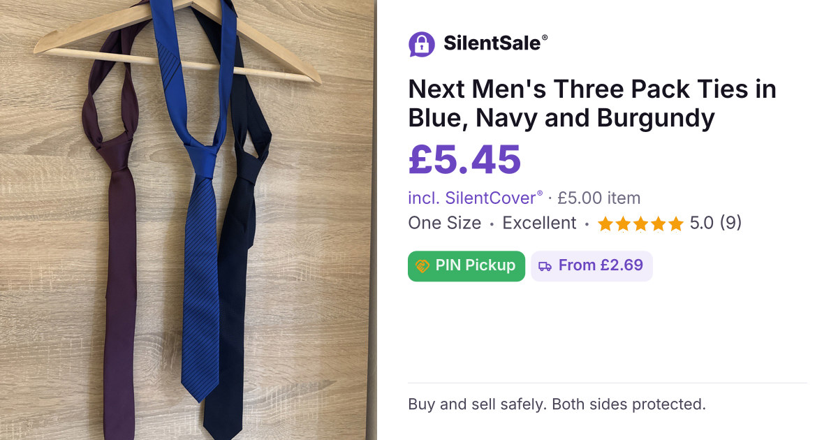Next Men's Three Pack Ties in Blue, Navy and Burgundy