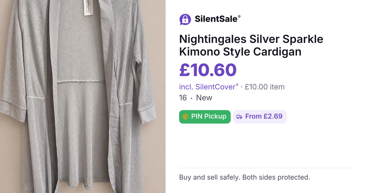 Nightingales Silver Sparkle Kimono Style Cardigan