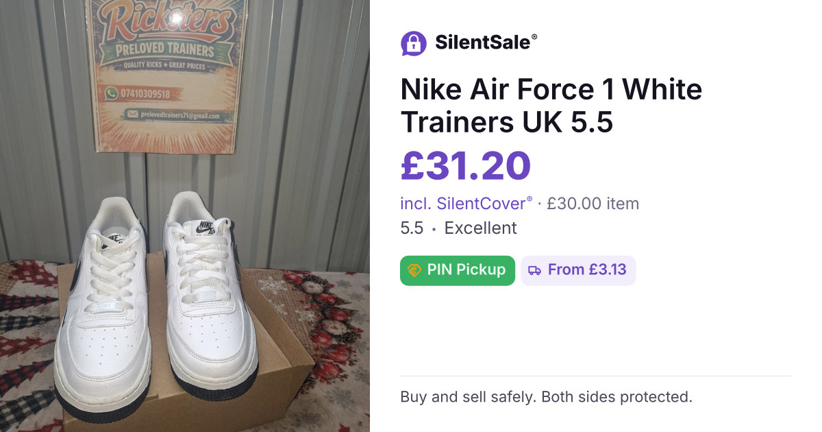 Nike Air Force 1 White Trainers UK 5.5