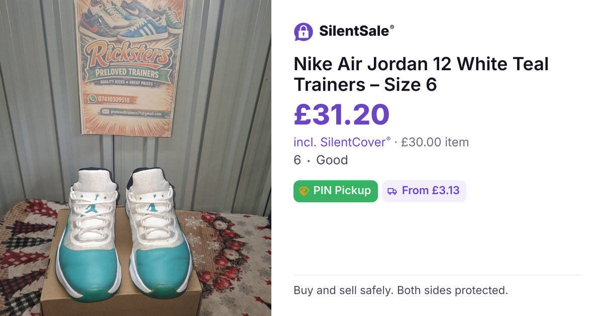 Nike Air Jordan 12 White Teal Trainers – Size 6