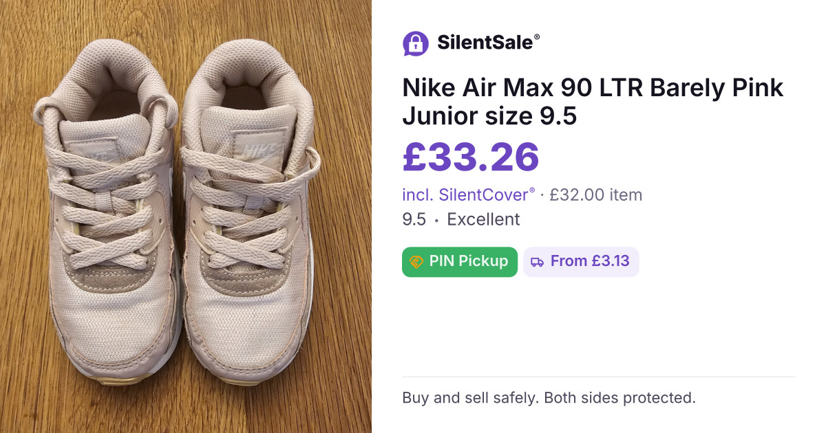 Nike Air Max 90 LTR Barely Pink Junior size 9.5