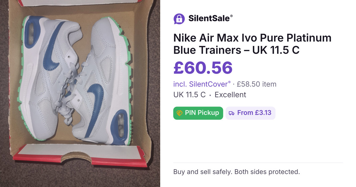 Nike Air Max Ivo Pure Platinum Blue Trainers – UK 11.5 C