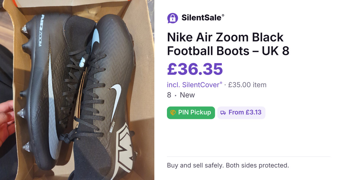 Nike Air Zoom Black Football Boots – UK 8
