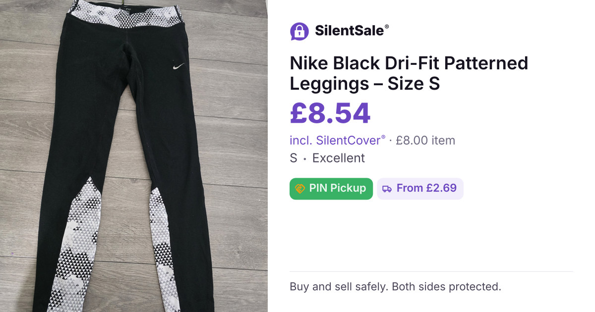 Nike Black Dri-Fit Patterned Leggings – Size S