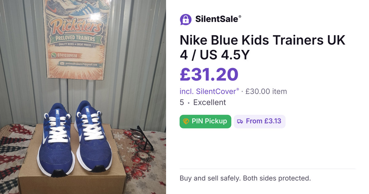 Nike Blue Kids Trainers UK 4 / US 4.5Y