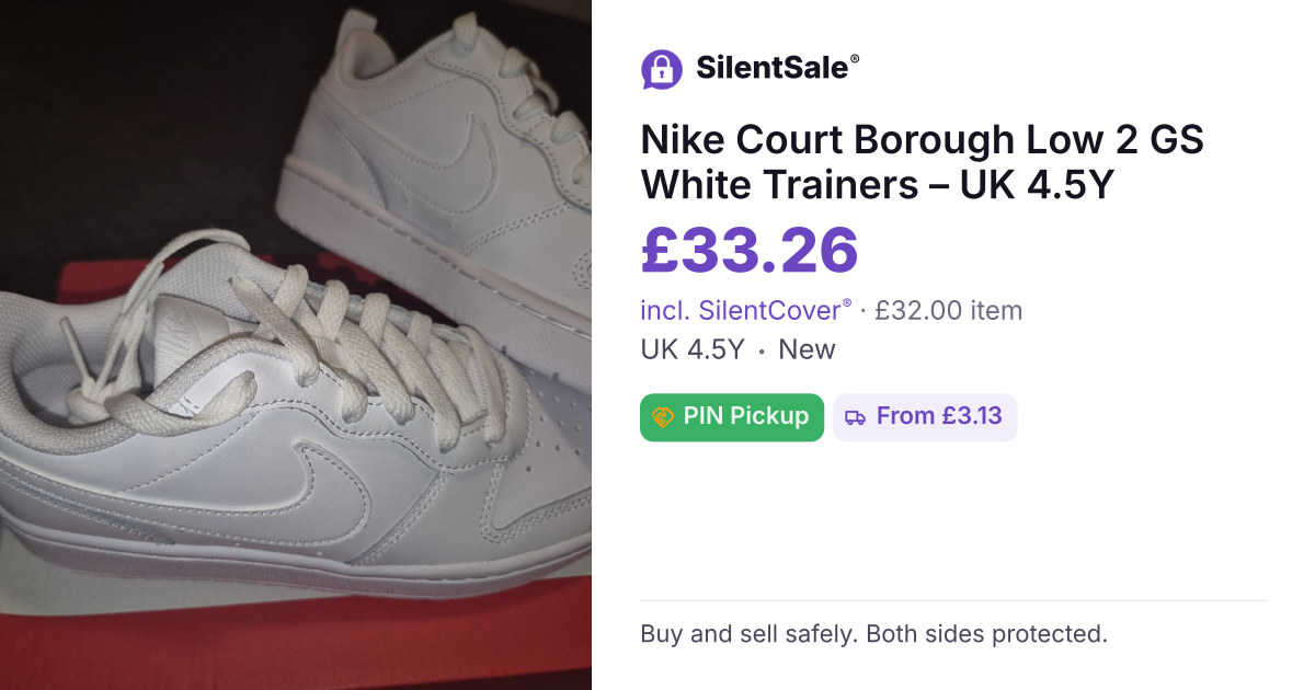 Nike Court Borough Low 2 GS White Trainers – UK 4.5Y