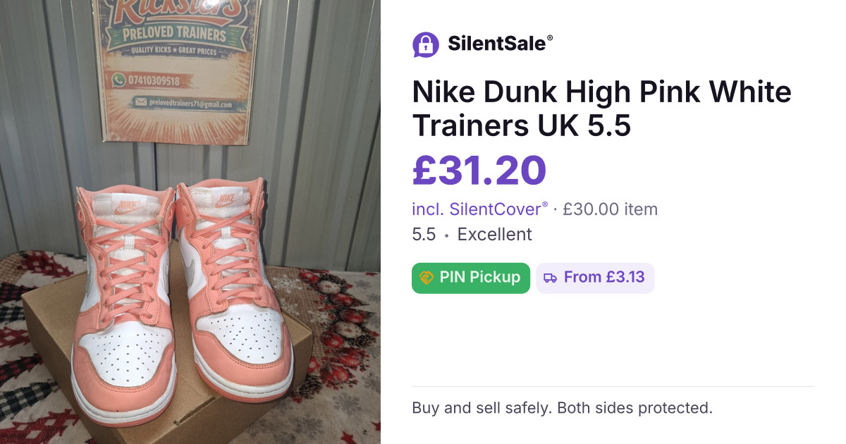 Nike Dunk High Pink White Trainers UK 5.5
