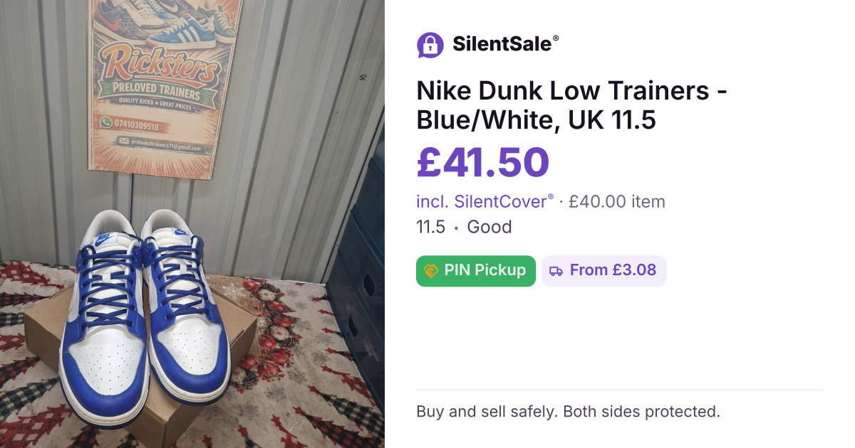 Nike Dunk Low Trainers - Blue/White, UK 11.5