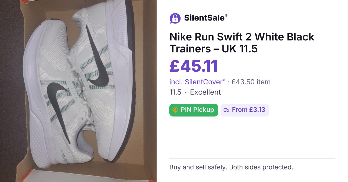 Nike Run Swift 2 White Black Trainers – UK 11.5