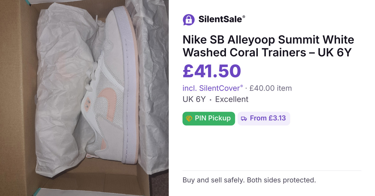 Nike SB Alleyoop Summit White Washed Coral Trainers – UK 6Y