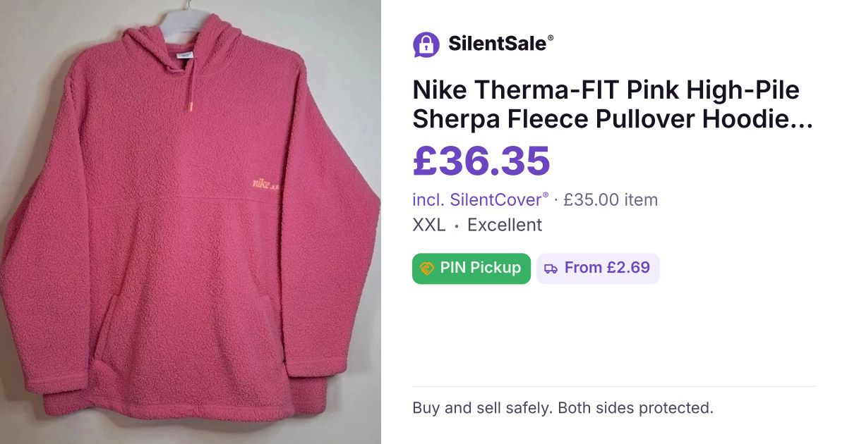 Nike Therma-FIT Pink High-Pile Sherpa Fleece Pullover Hoodie XXL