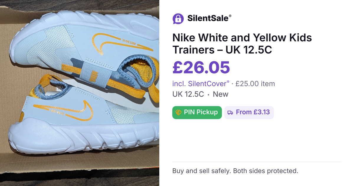 Nike White and Yellow Kids Trainers – UK 12.5C