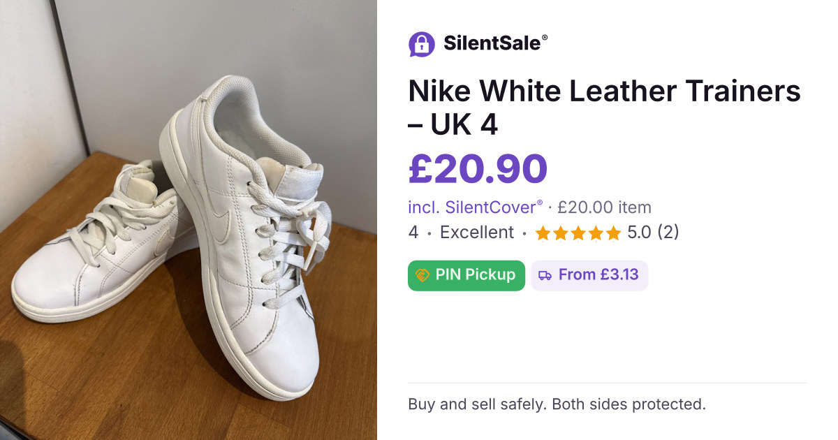 Nike White Leather Trainers – UK 4