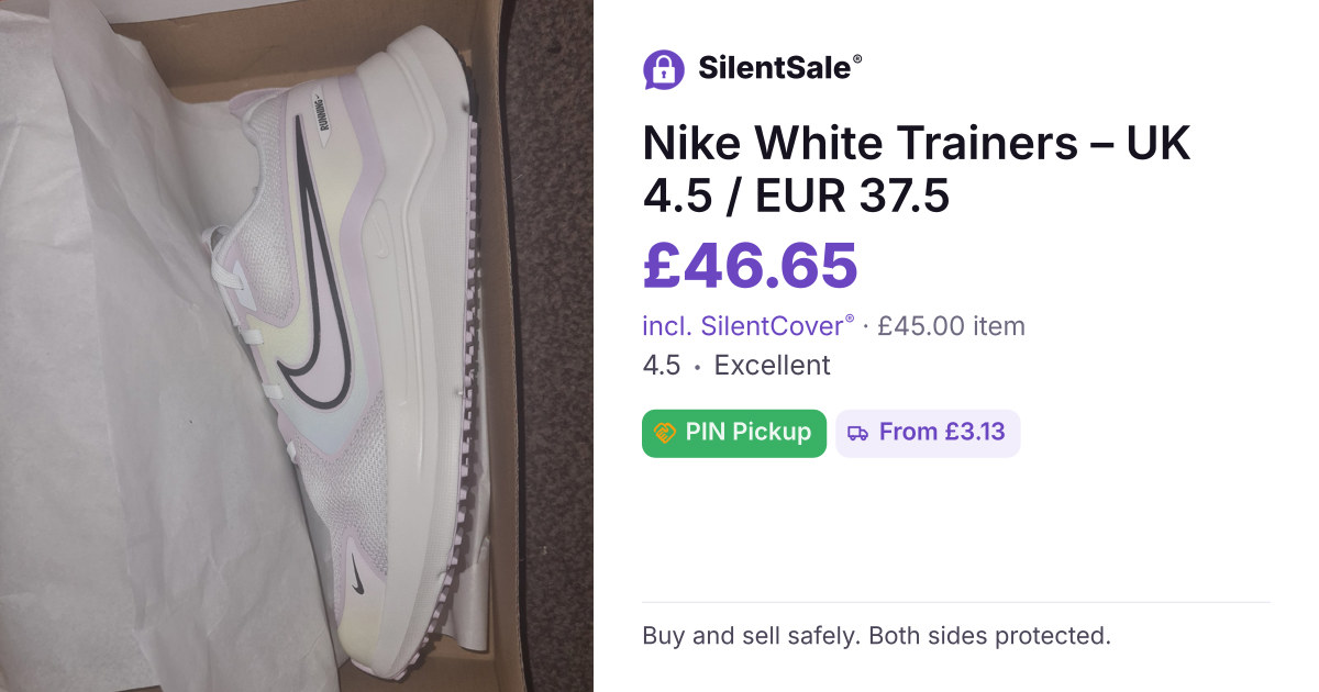 Nike White Trainers – UK 4.5 / EUR 37.5