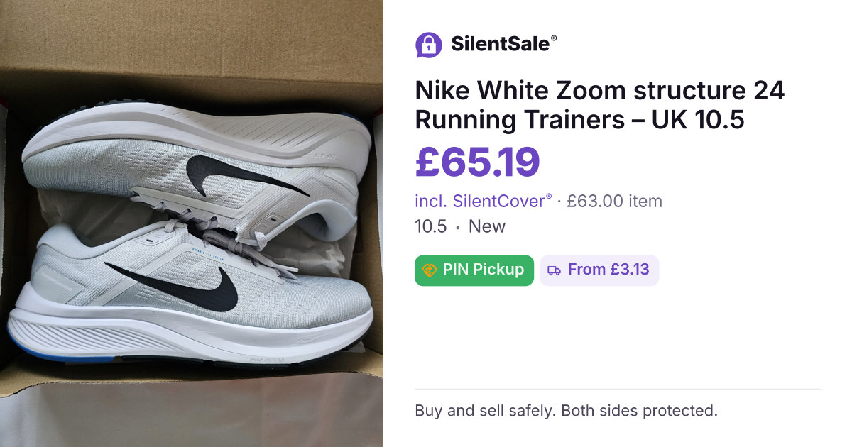 Nike White Zoom structure 24 Running Trainers – UK 10.5