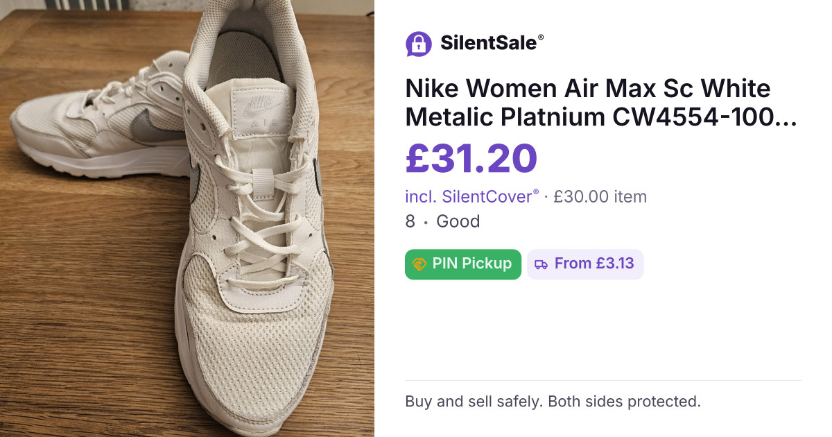 Nike Women Air Max Sc White Metalic Platnium CW4554-100 UK 8
