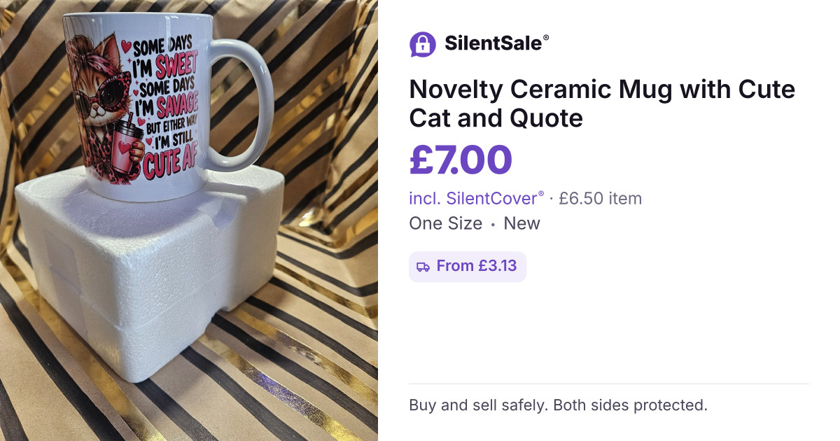 Novelty Ceramic Mug with Cute Cat and Quote