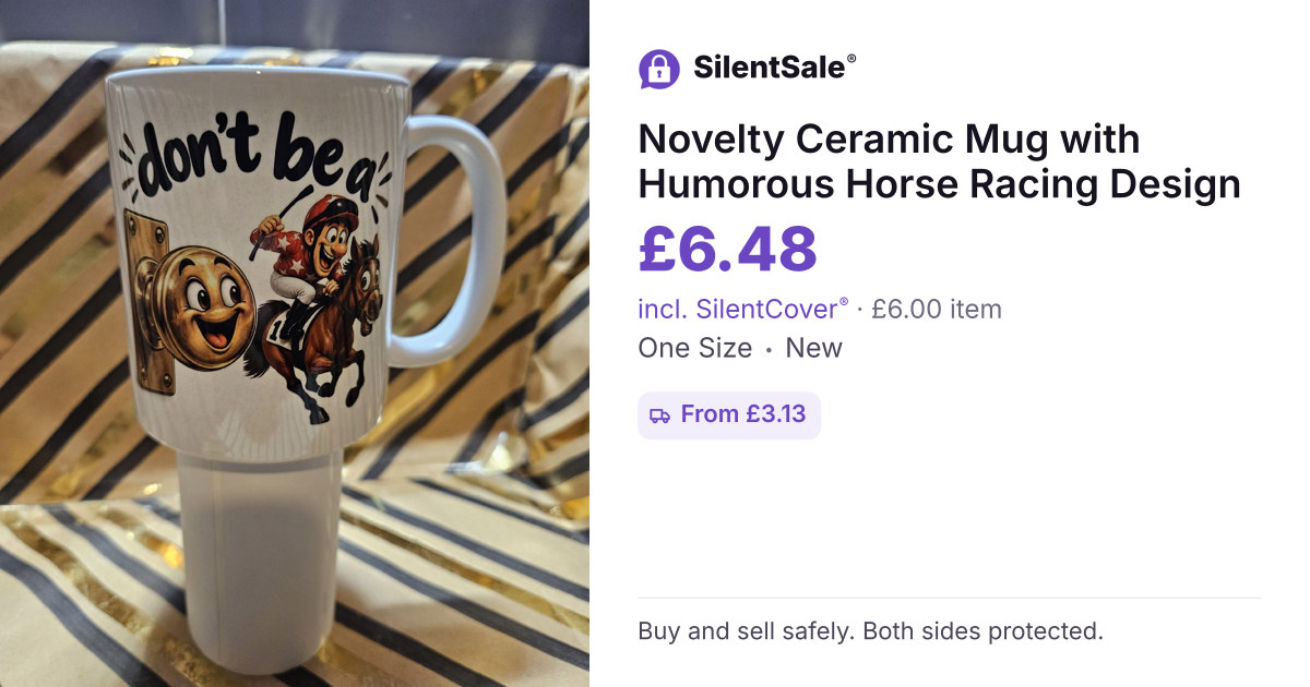 Novelty Ceramic Mug with Humorous Horse Racing Design