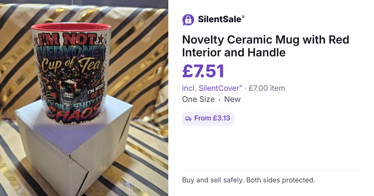 Novelty Ceramic Mug with Red Interior and Handle