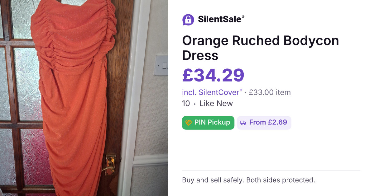 Orange Ruched Bodycon Dress