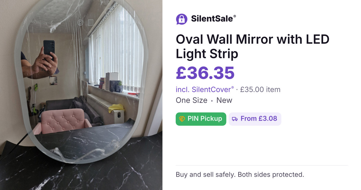 Oval Wall Mirror with LED Light Strip