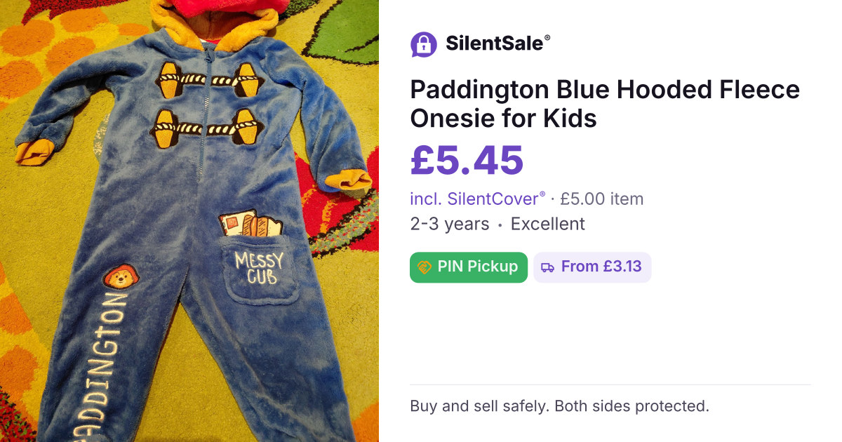 Paddington Blue Hooded Fleece Onesie for Kids