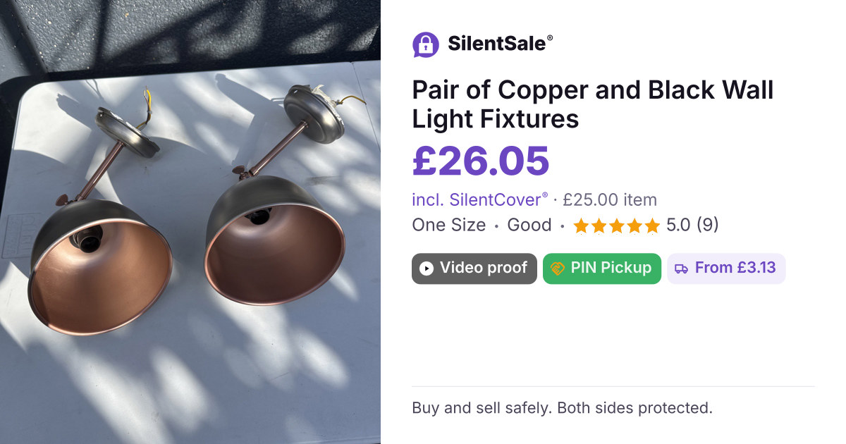 Pair of Copper and Black Wall Light Fixtures