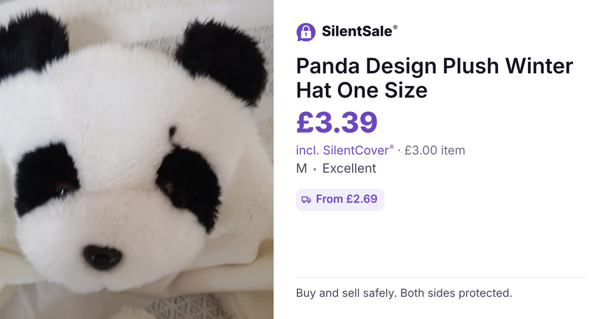 Panda Design Plush Winter Hat One Size