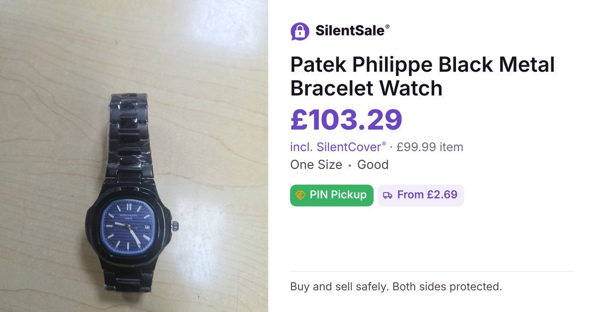 Patek Philippe Black Metal Bracelet Watch