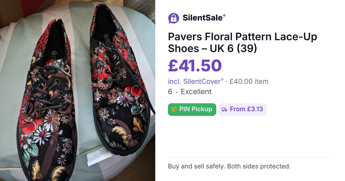 Pavers Floral Pattern Lace-Up Shoes – UK 6 (39)
