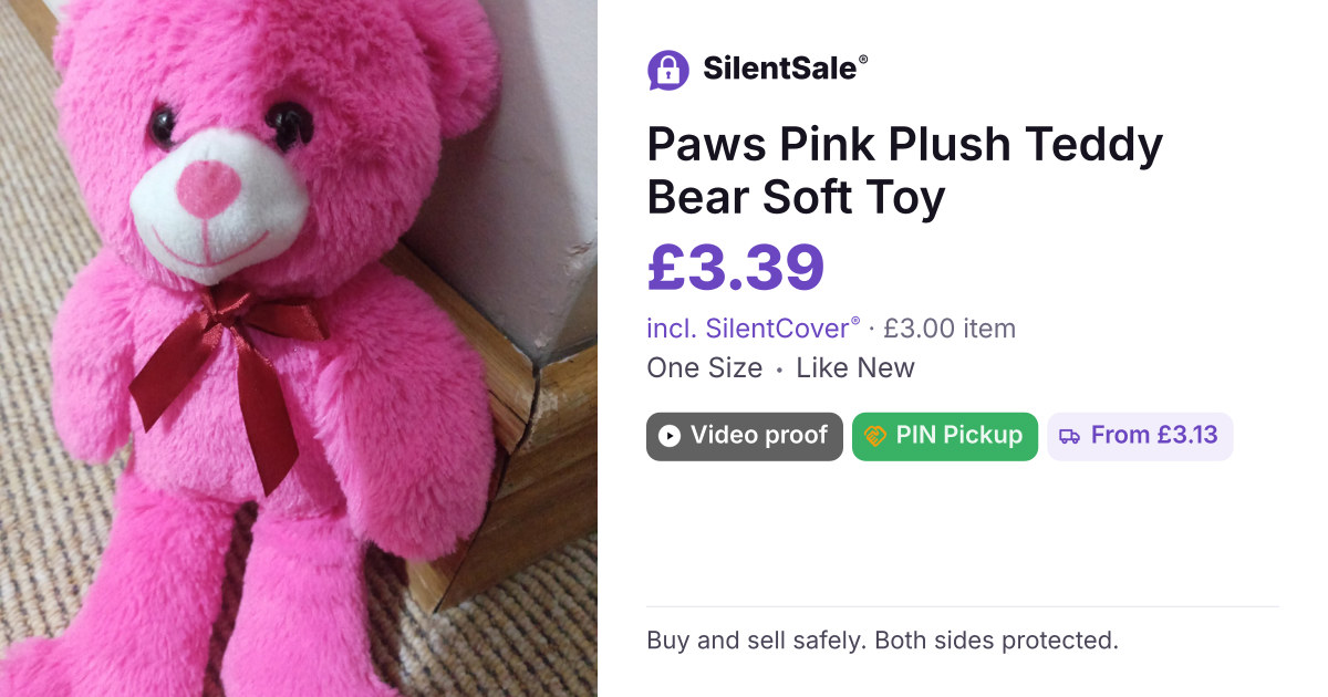 Paws Pink Plush Teddy Bear Soft Toy