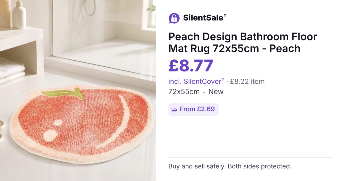 Peach Design Bathroom Floor Mat Rug 72x55cm - Peach