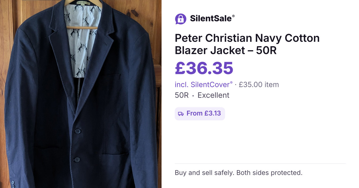 Peter Christian Navy Cotton Blazer Jacket – 50R