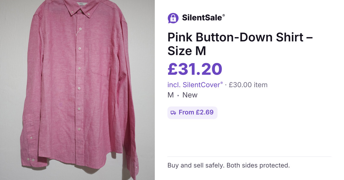  Pink Button-Down Shirt – Size M